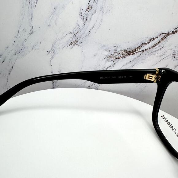 New Dolce&Gabbana Eyeglasses Black Square Gold Metal 55-18-145mm Glasses Frames main image 5